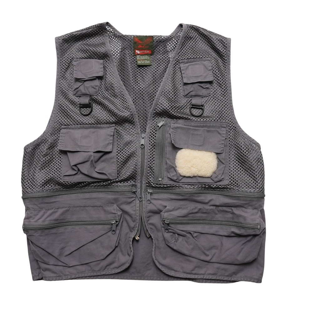 Garcia Fishing Vest Mens L XL Gray Mesh Multi Pocket Fly Fishing Utility
